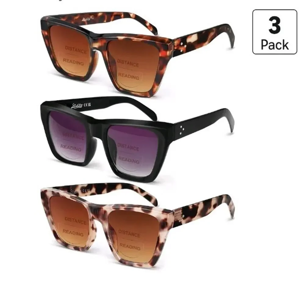 Bifocal Reading Sunglasses 3-Pack Classic Designer Sun Readers +1.75